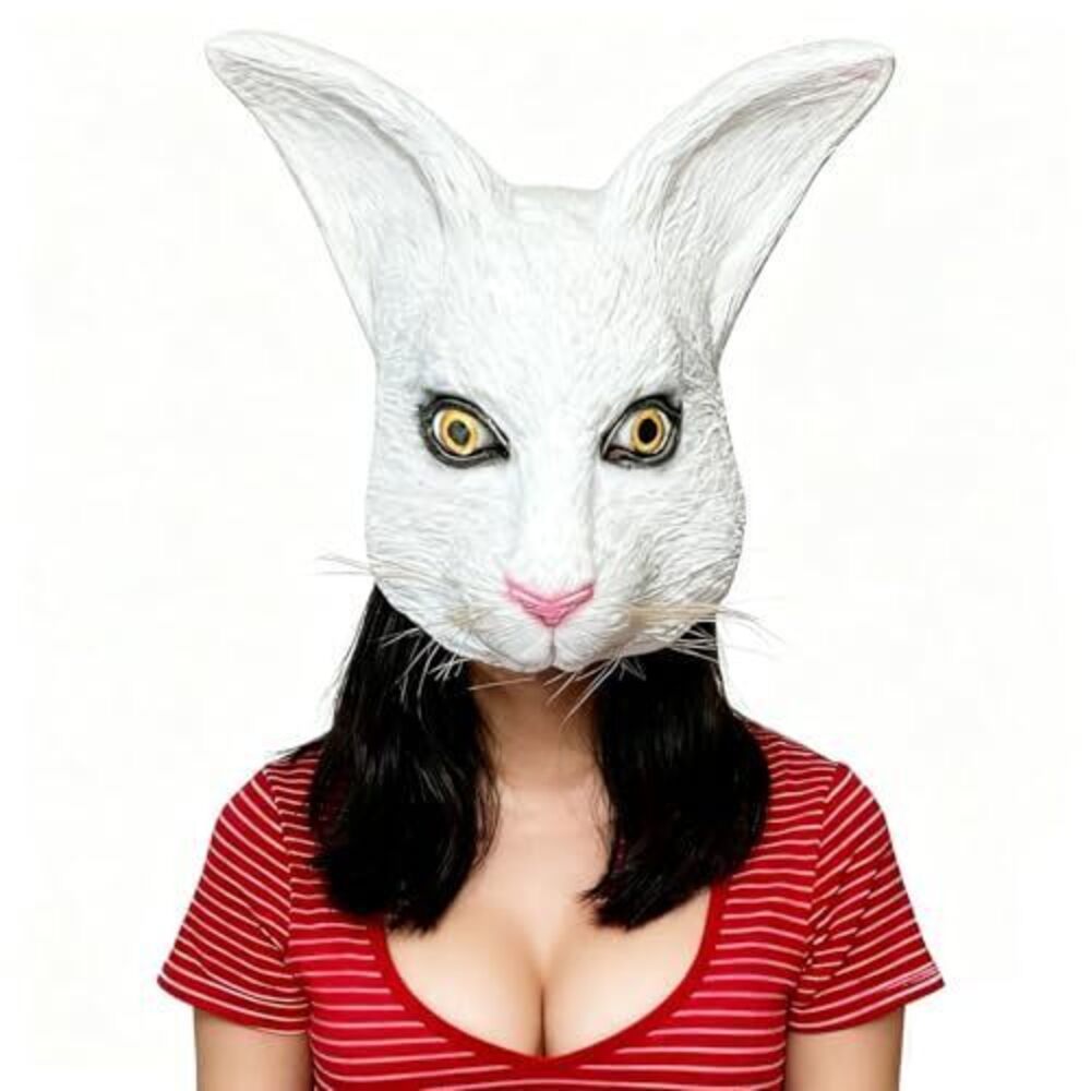 4665 Rabbit Head Mask, Cute Hare Half Face Masks for Adults Animal